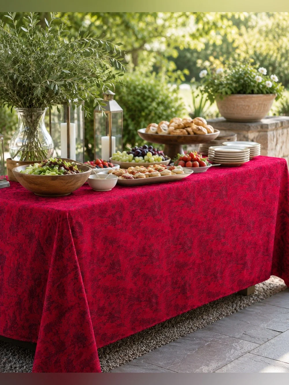 Vintage CRATE & BARREL Talven Gold Block Printed Cotton Tablecloth #0515264